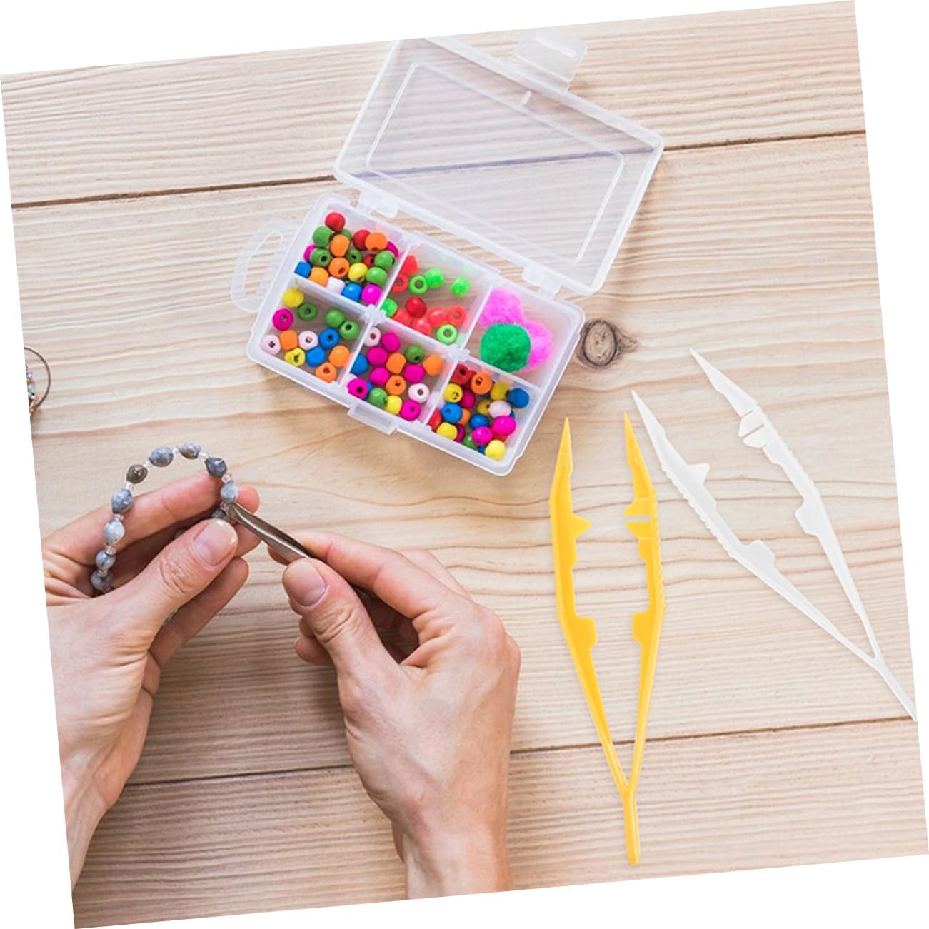 BESTonZON 30pcs Plastic Tweezers for Boys and Girls Ergonomic Design for Jewelry Making Craft Projects and Fine Motor Skills Development