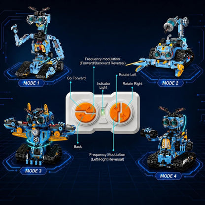 zinat 4-in-1 STEM Robot Building Kit with Remote Control, Multiple Robot Designs, Educational DIY Blocks Toy, Birthday for Kids 6-14 & Adults - 824Pcs