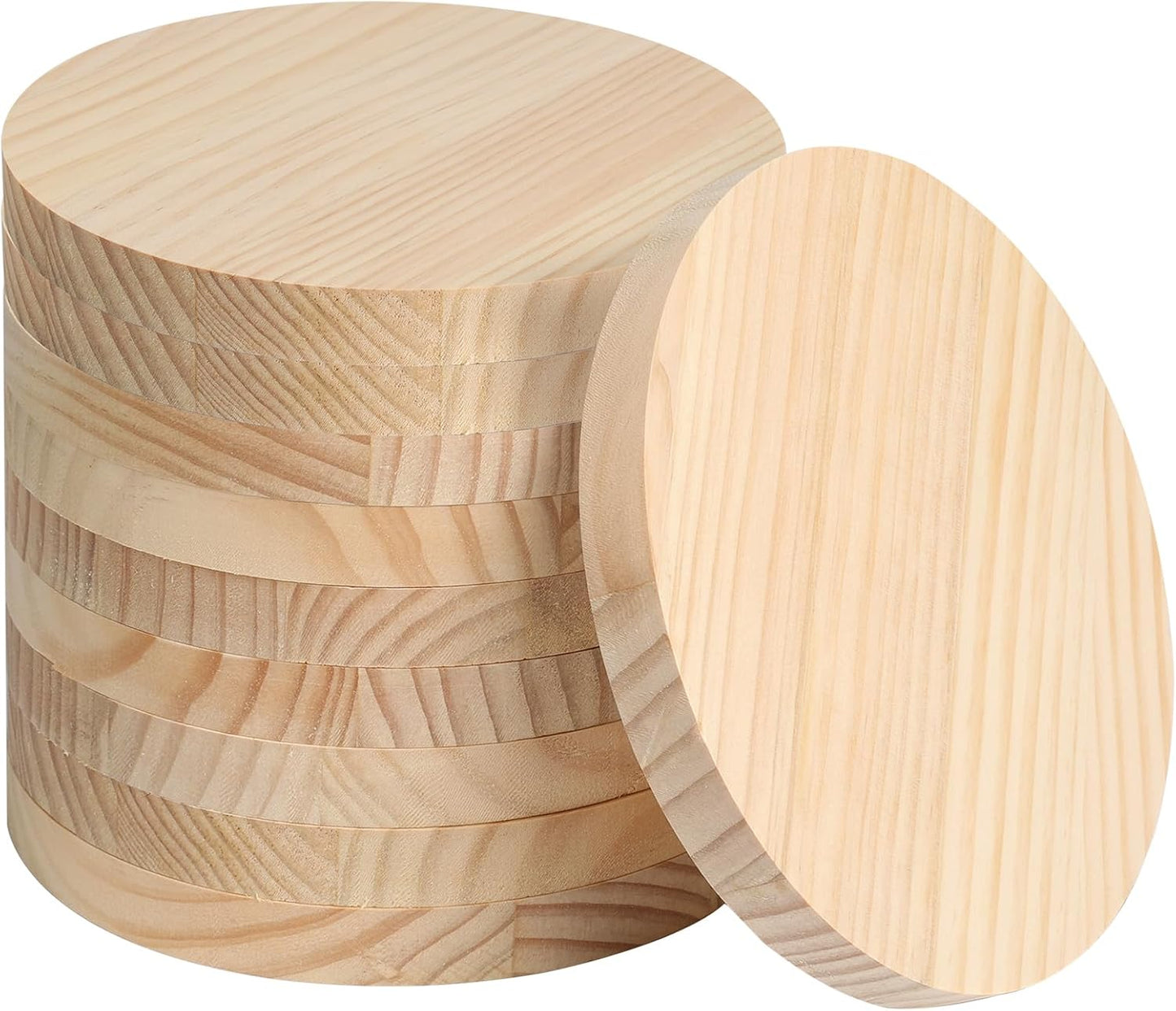 4PACK 4 inch Round Wooden Plaque, 3/4 Inch Thick Unfinished Wooden Circle Plaque, Natural Pine Wood Base for Craft Projects, Sign, Painting, Woodcarving, Engraving