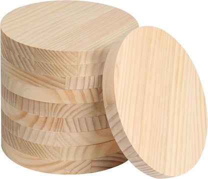 4PACK 4 inch Round Wooden Plaque, 3/4 Inch Thick Unfinished Wooden Circle Plaque, Natural Pine Wood Base for Craft Projects, Sign, Painting, Woodcarving, Engraving