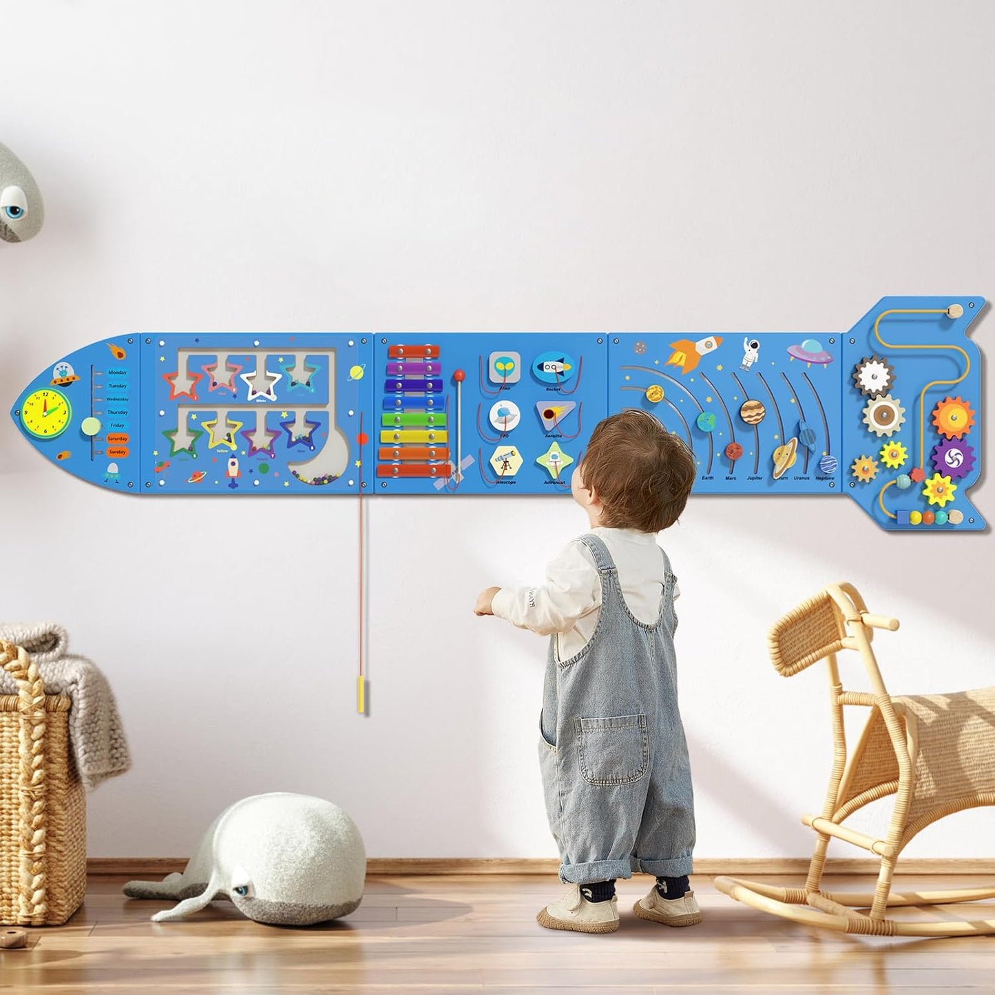 Unicorn Sensory Wall Panel for Kids - Activity Wall Busy Board Panels, Montessori Toddler Wall Activity Board, Wall Toys for Toddlers 3, Activity Cube, Perfect for Toddler Playroom, Pink