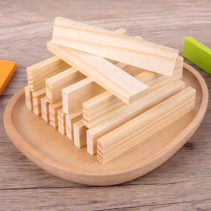 Premium 300 Pcs Natural Wooden Building Blocks for Kids Ages 3-12,Pine STEM Construction Toy - Open-Ended Classic Building Blocks Set for Castles, Bridges & Towers, Educational Learning Gift (4.7 in)