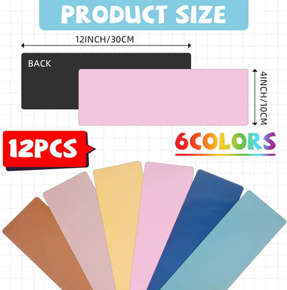 Janlaugh 12 Pcs Large Magnetic Dry Erase Labels for Classroom, 12 x 4 Inch Rectangle Magnetic Name Plates Label Flexible Magnet Stickers for Whiteboards Refrigerator(Rainbow Color,Style 1)
