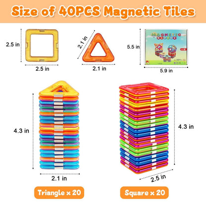 Magnetic Tiles for 3 4 5 6 7 8+ Year Old Boys Girls Upgrade Magnetic Building Blocks Set Educational STEM Toys Christmas Birthday Gift Toys for Kids Ages 3+