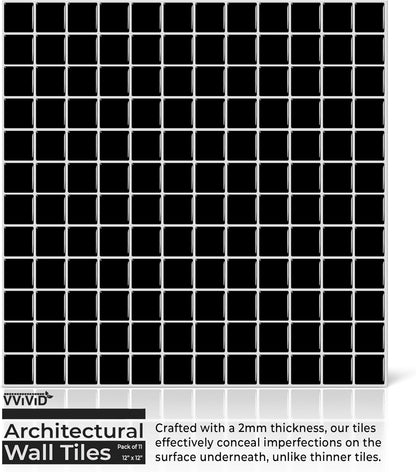 VViViD 11 Sheets Peel and Stick Grey Gloss Faux Ceramic Brick Wall Tiles, Self Adhesive Backsplash 12”x12”, 2mm Thick Kitchen, Bathroom (11 sq. ft.)