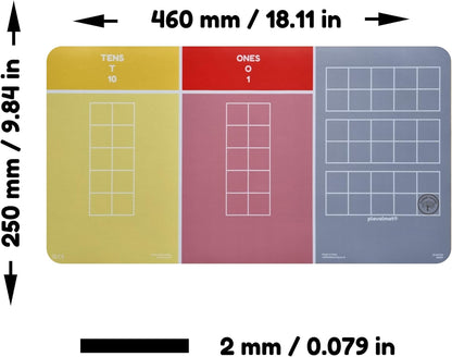 plavalmat® Multifunctional Math Mat Place Value Chart (Millions to 0.001 with fraction, decimal and percentage equivalents, units of metric measure and money)
