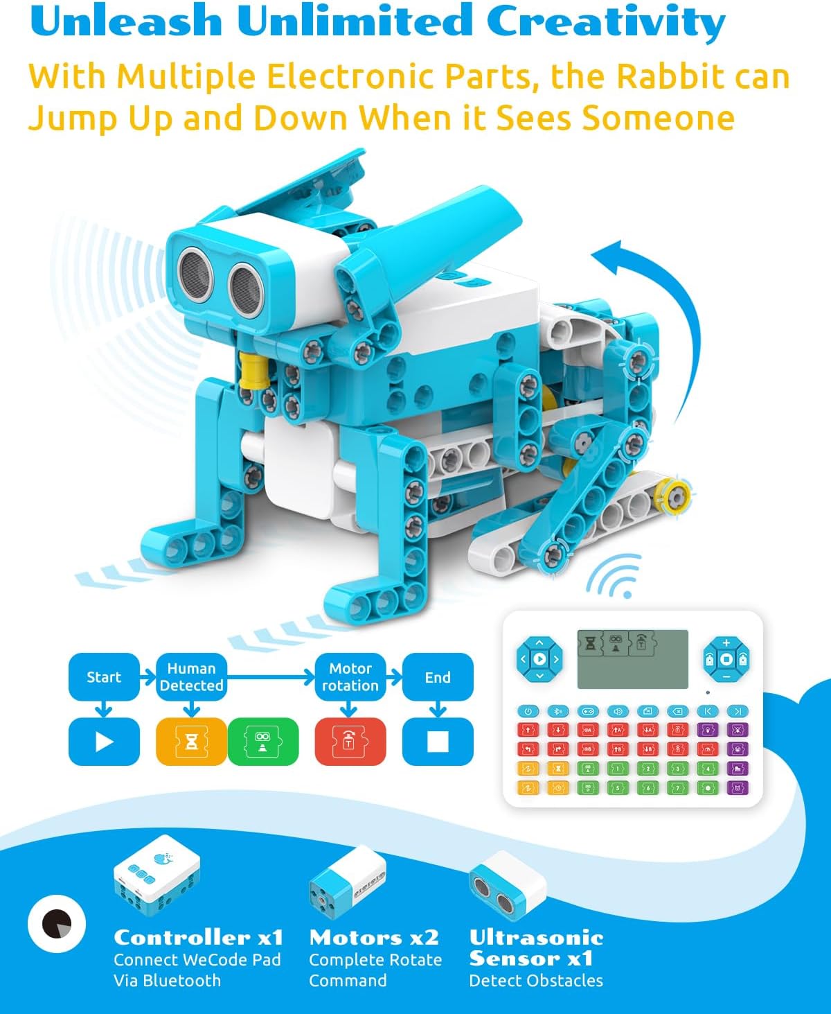 WhalesBot D1 21-in-1 STEM Coding Robot Kit for Kids (Ages 4+), 280+ Pieces Educational Building Set with APP-Controlled & Programming, 3D APP Guidance, Ideal Toy for Boys & Girls