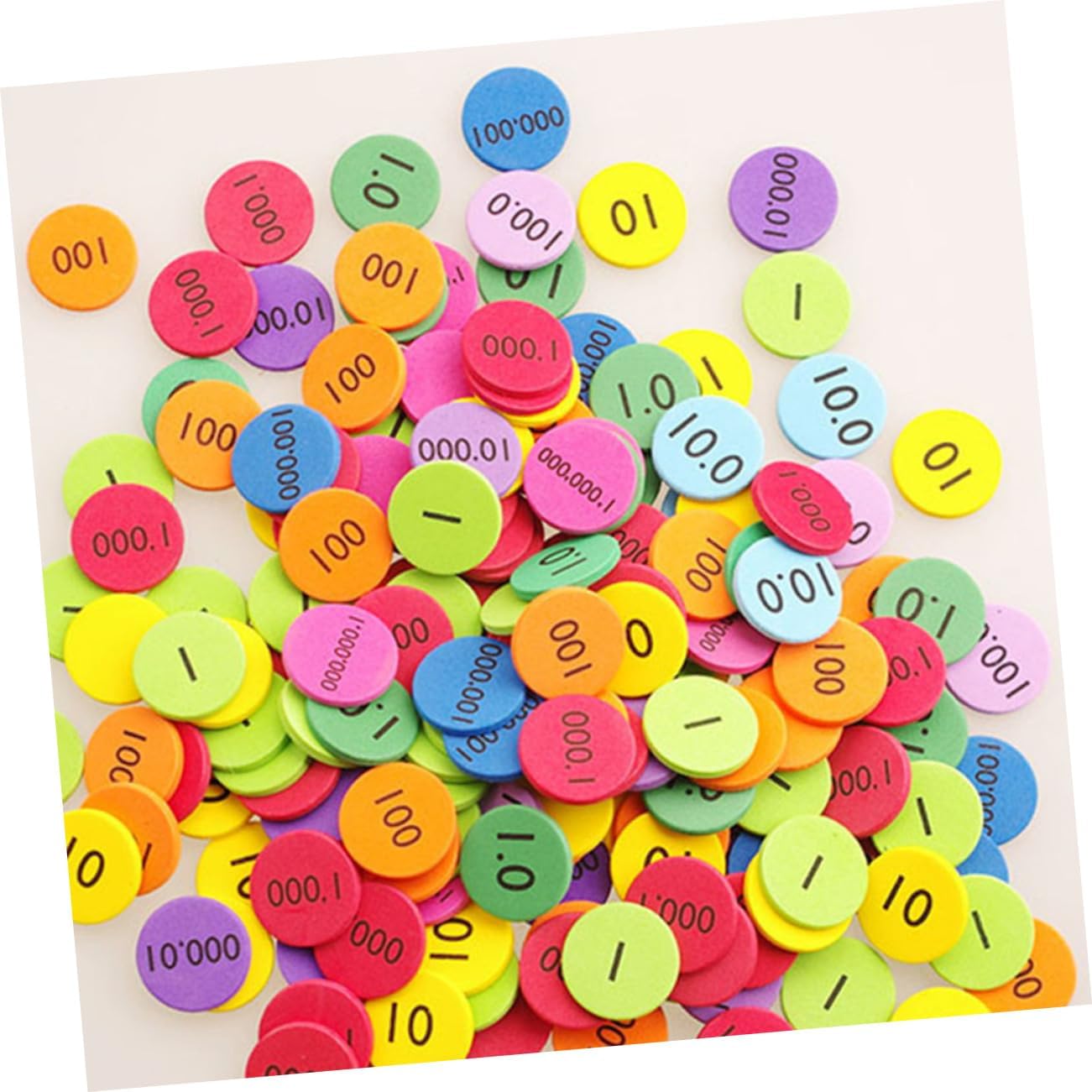 VILLCASE 300Pcs Eva Place Value Disks Educational Numbers Manipulatives for Teaching Supplies Disks for Math Learning and Organization Non Deforming and Material