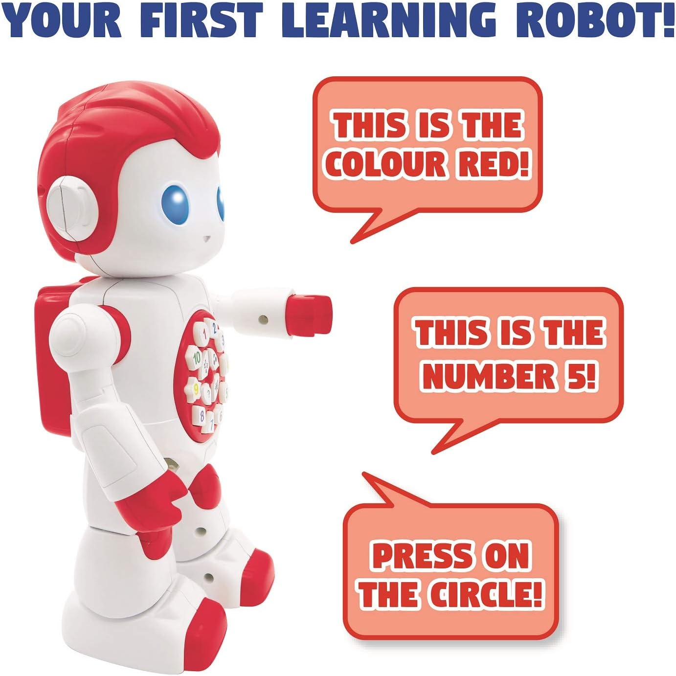 LEXiBOOK, Powerman Neo, My Robot Full of Technology, Remote Control and Gesture Control, Educational Activities in English, Programmable, Music and Dance, Sound and Light Effects, Blue/White, ROB18EN