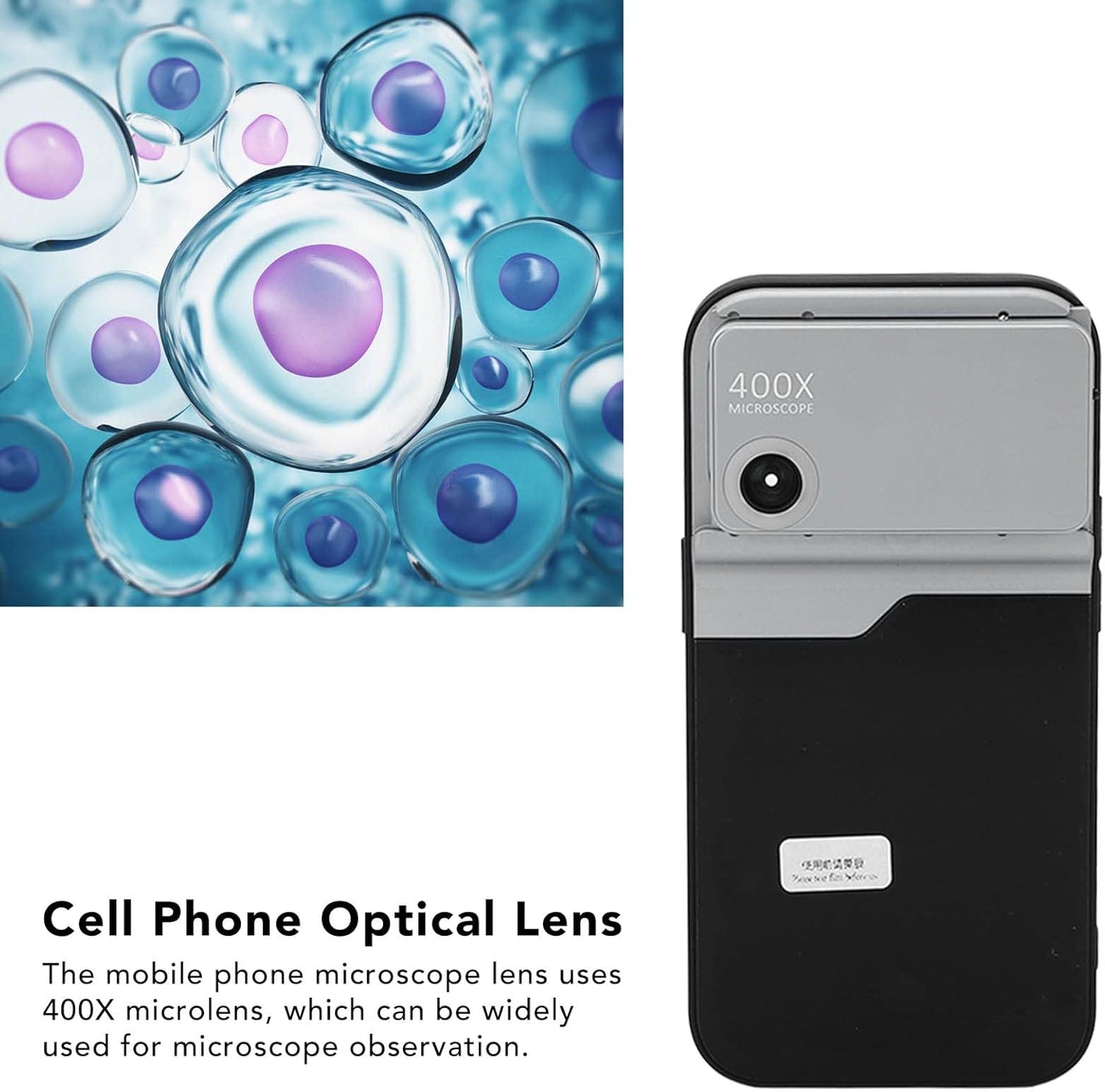Microscope Lens for Cell Phone, 400X Magnification with LED Light, HD Portable Clip-On Camera Lens for Kids Adults Science Exploration