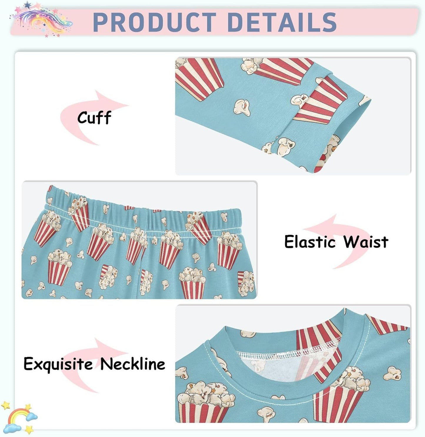 ALAZA Shark Starfish Palm Tree 2 Piece Pajama Set Long Sleeve Top and Pants Sleepwear Unisex - Colors B