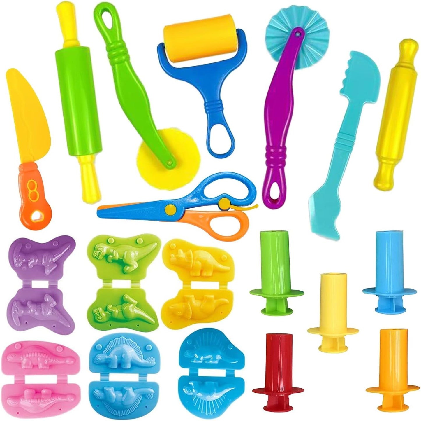 Unleash Creativity with 6 Unique Dino Molds Dough Toys Dough Accessories Set.Ideal as a Gift for Kids Aged 3-4-8 Years