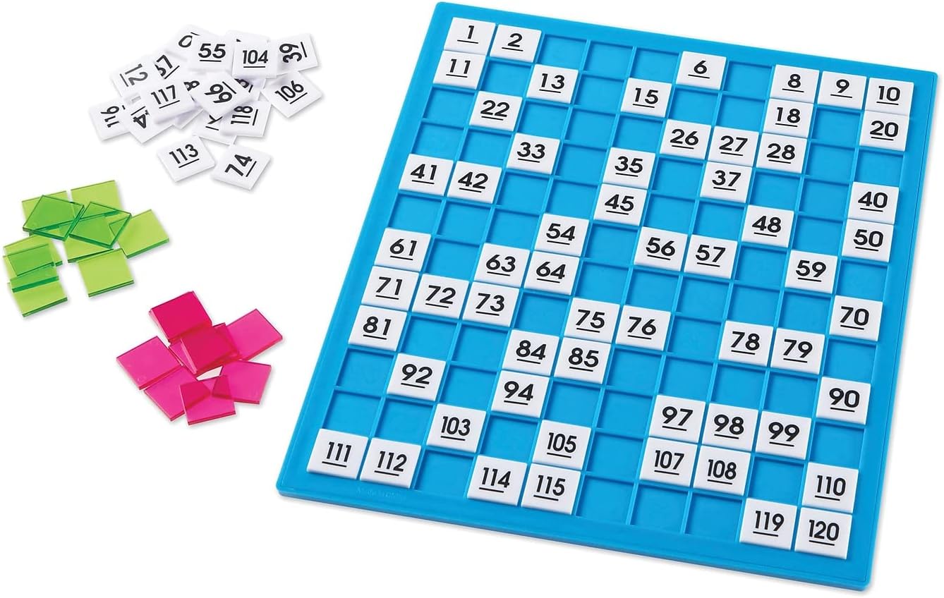 Learning Resources 120 Number Board -181 Pieces, Ages 6+ Learning Math Games for Kids, Educational and Fun Games for Kids