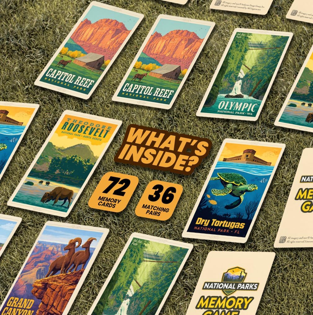 Masterpieces National Parks Memory Game - Fun Family Entertainment for Kids and Adults - Educational, Engaging, and Perfect for Game Night, Classroom Activities, and Interactive Play for All Ages