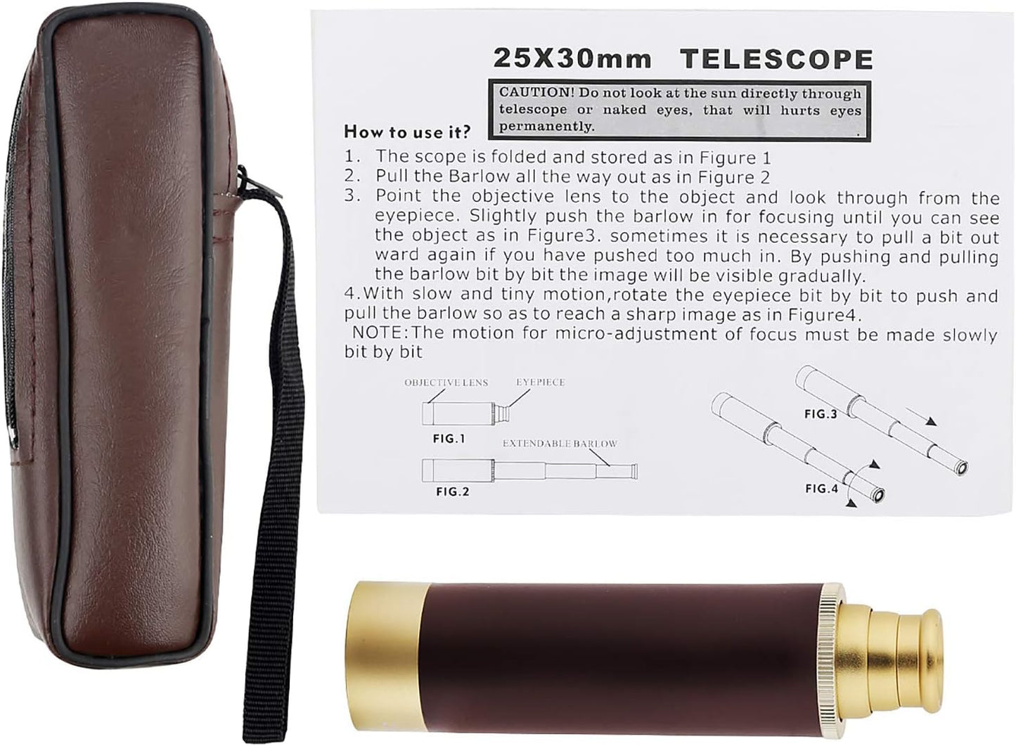 Pirate Spyglass Telescope, Caribbean Collapsible Spyglass 25x30 High Powered Zoomable Pirate Monocular Telescope Handheld Telescope Pirate Spyglass for Bird Watching Hunting Hiking Travelling