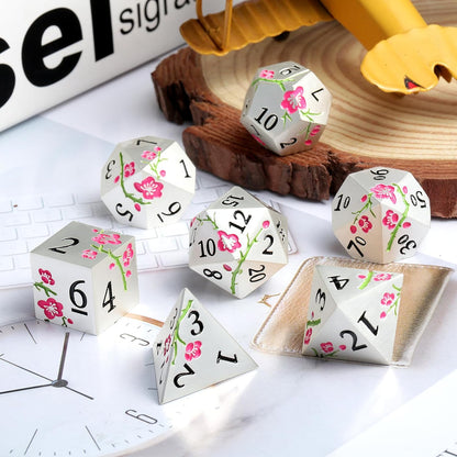 DnDnD Heavy Polyhedral Metal Dice Set with Metal Box, 7-die Shiny Blue Surface with Golden Number for RPG,Dungeons and Dragons,Pathfinder,Shadowrun,D&D,Role Palying Game and Math Teaching - Colors B