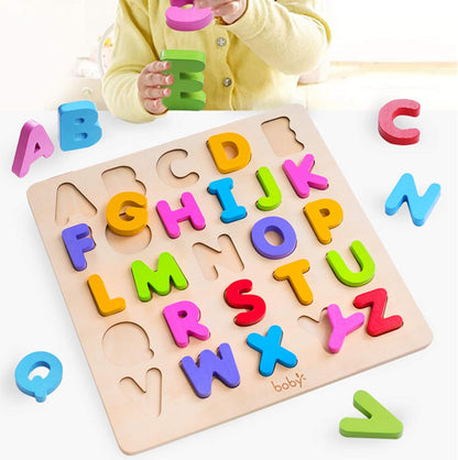 Wooden Number Puzzle Toys, ABC Letter & Number Puzzle for Toddlers 3 Year Old, Preschool Learning Toys for Kids, Educational Name Puzzles Gift for Boys and Girls