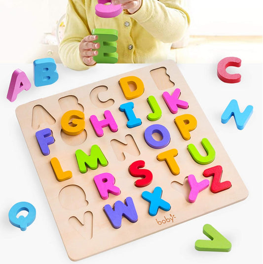 Wooden Number Puzzle Toys, ABC Letter & Number Puzzle for Toddlers 3 Year Old, Preschool Learning Toys for Kids, Educational Name Puzzles Gift for Boys and Girls