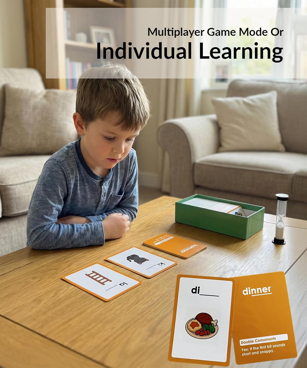 Spelling Game for Kids Ages 5-10, Flashcards Phonics Game, Educational Learning Game for 1st, 2nd, 3rd, 4th Grade Teachers, Classrooms or Homeschool, Learn to Spell Words, Dyslexia Friendly Literacy