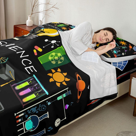 Erosebridal Science Theme Bed Sheets Set Full Size for Boys Girls Chemistry Periodic Table Print Sheet Set Chemical Subject Theme Sheets Teens Kids Math Science Atyle Fitted Sheet 4 Pcs