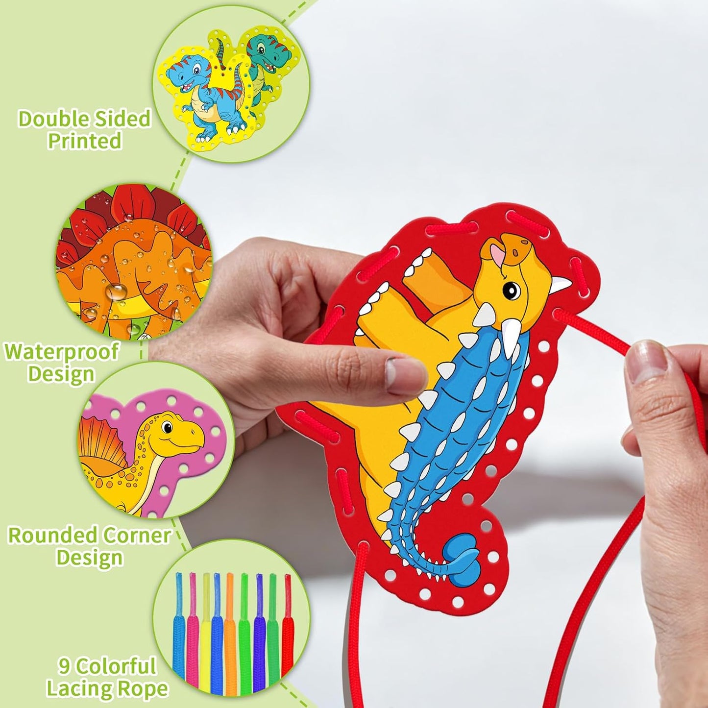 Vehicle Lacing Cards,Double Side Toddler Sewing Kit for Kids,Fine Motor Skills Toys,Shoe Tying Practice,Manipulatives for Preschoolers,Classroom Must Haves,Preschool Learning Activities