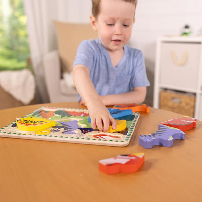 Melissa & Doug Safari Wooden Chunky Puzzle (8 pcs), Educational Screen Free Activity for Toddler, Preschoolers and Kids Ages 2+ - FSC Certified