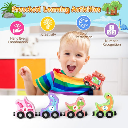 Zeoddler Toys for Toddlers, 11 Magnetic Wooden Animals Train Set, Montessori Toys for Toddlers, Preschool Learning Activities for Kids, Birthday Gifts for Boys, Girls