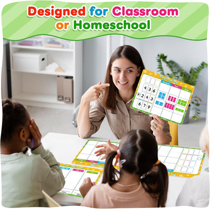 12 Pack Place Value Chart Dry Erase Flash Cards, 9" x 12" Small White Board Addition and Subtraction Math Manipulatives 1st 2nd 3rd Grade Classroom Teacher Homeschool Supplies Essential