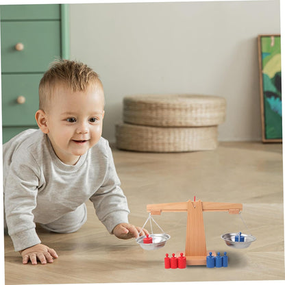 Balance Scale Toy, Balance Scale for Kids, Wooden Colorful Teaching Interactive Math Toy for Classroom Project Aids