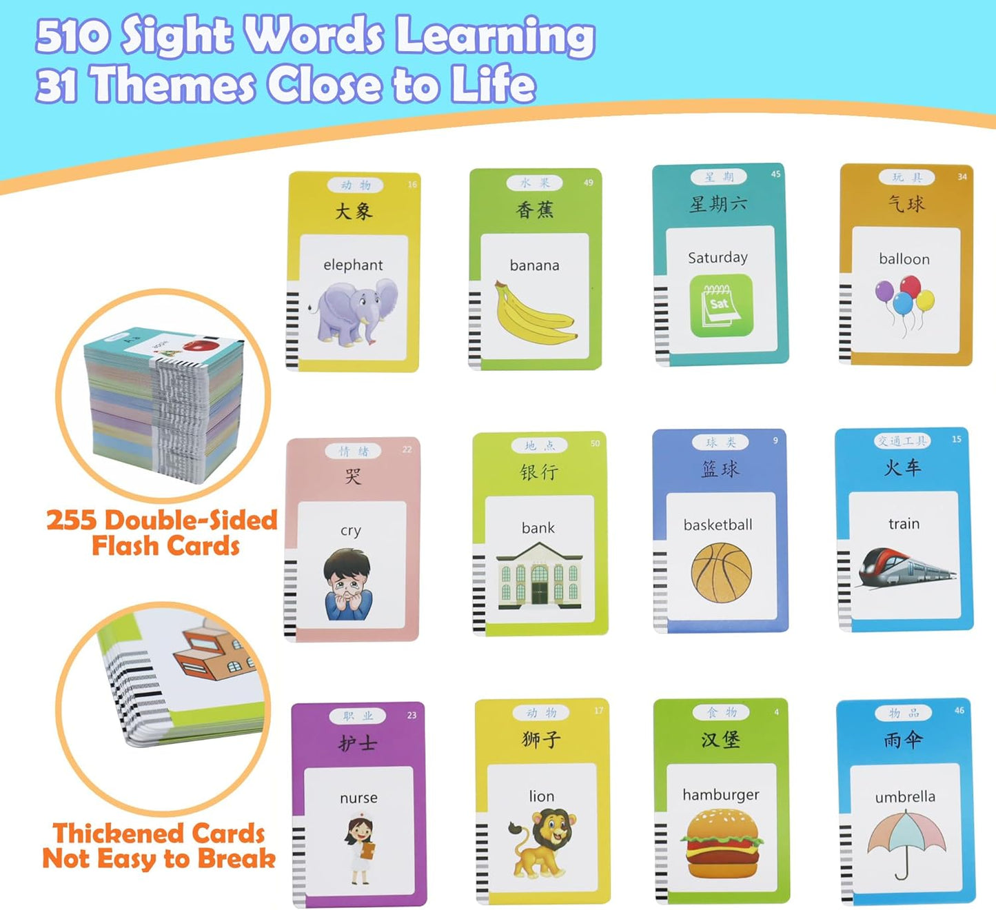 Spanish & English 510 Words Alphabet Bilingual Talking Flash Cards for 3-8 Years Toddlers, Pocket Speech Buddy Therapy Autism Toys, Educational Learning Interactive Toy for Boys Girls Kids Gifts Blue