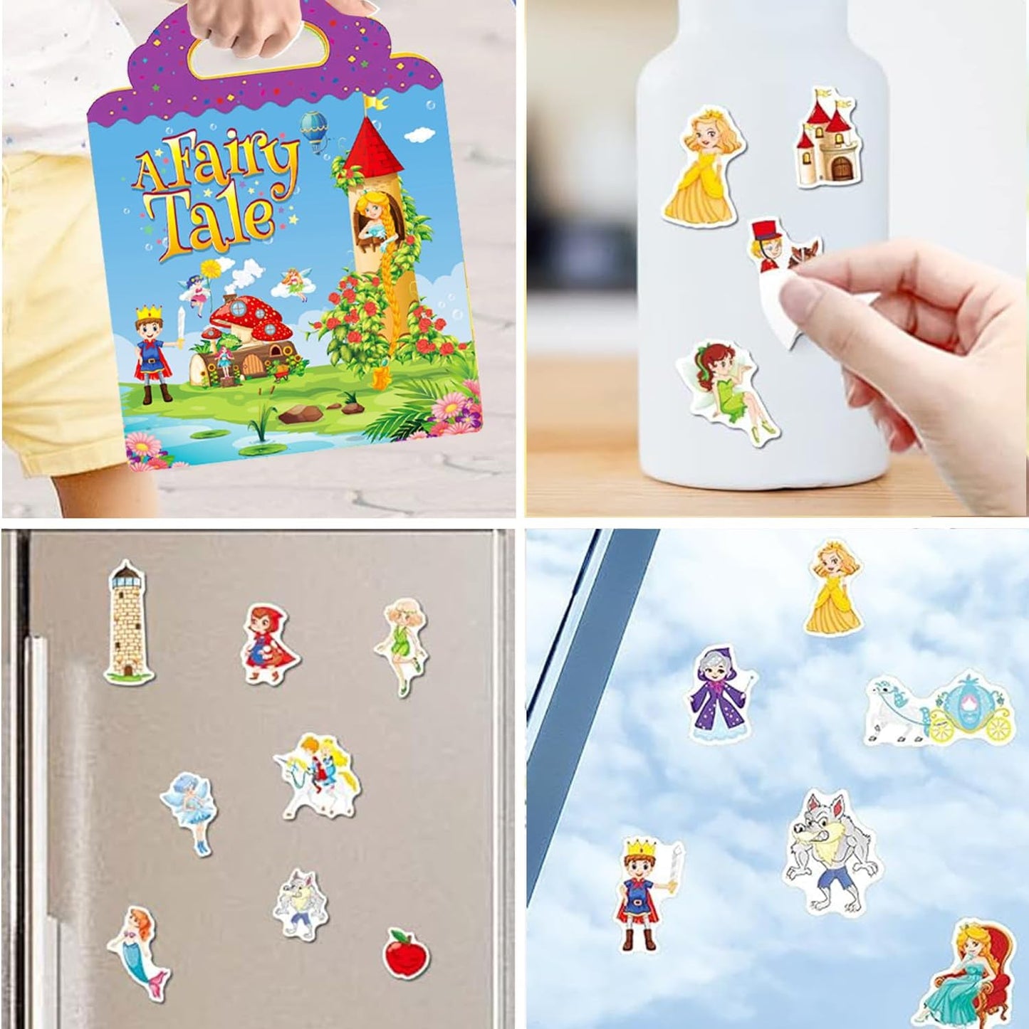 RUSON Reusable Sticker Book for Kids, 2 Sets Educational Learning Toys Travel Stickers Activity Books for Toddler Girls Boys Age 3+ Birthday Gifts - Vehicle & Dinosaur