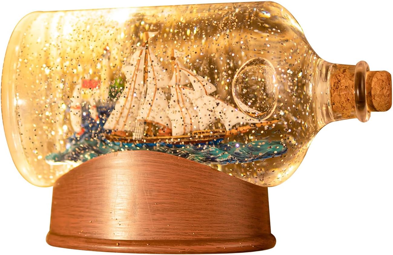 Snow Globe Lantern with Violin Girl – Shatterproof, Glitter Snowglobe 10 Songs Music Box, Led Light, USB or Battery Powered, for Girls Spring Day Gifts Birthday Home Decor Fall Decoration, Silver