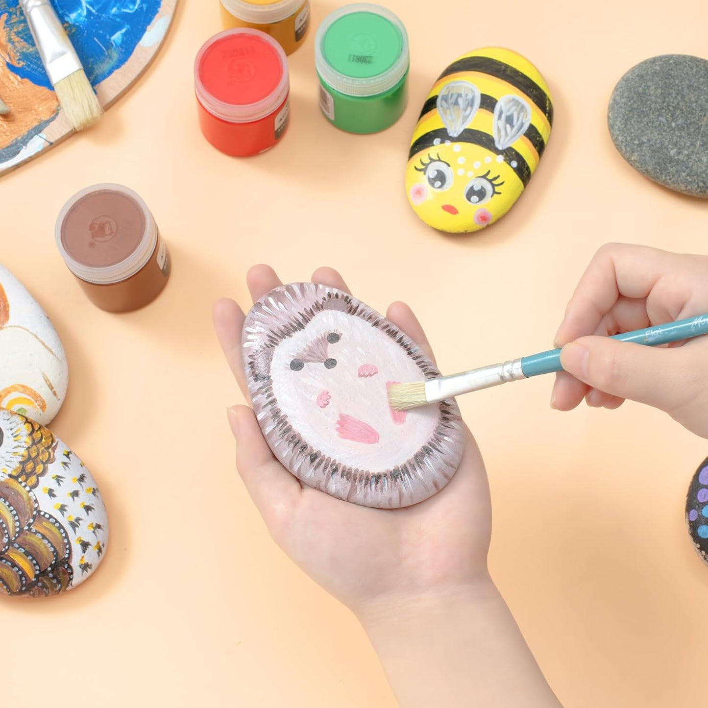 Simetufy Large Rocks for Painting 40 PCS 3.3-4.5Inch River Rocks for Painting, Rock Painting for Kids, Smooth and Flat Painting Rocks for DIY & Arts