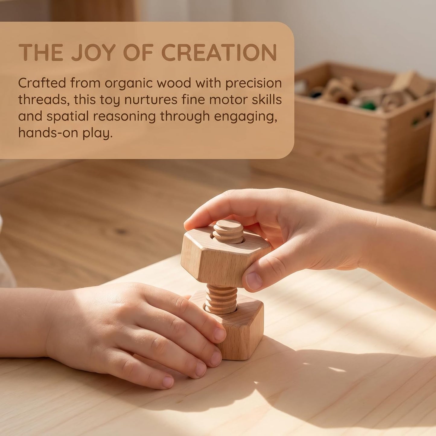 Wooden Screw and Nut Playset for Kids, Montessori Shape Sorting Toy, Lacing Beads for Kids, Preschoolers Activities, Building Construction Screw Matching Toys for Boys Girls Ages 3,4,5