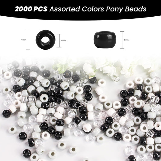 2000 Pcs Multi-Colored Glitter Pony Beads, 6x9mm, Round, Acrylic, Loose Beads, Perfect for Bracelets, Jewelry Making, Crafts