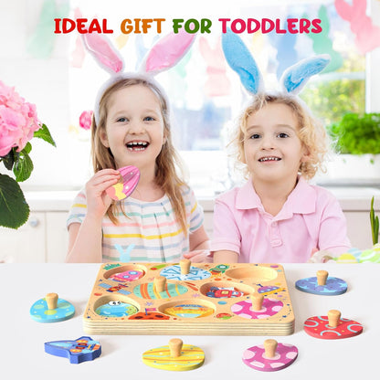 Zeoddler Wooden Puzzles for Toddlers, 8 Pcs Dinosaur Matching Egg Puzzle, Montessori Toys for Boy Girl Easter Birthday Gifts, Preschool Learning Activities & Educational Toys for Boys, Girls