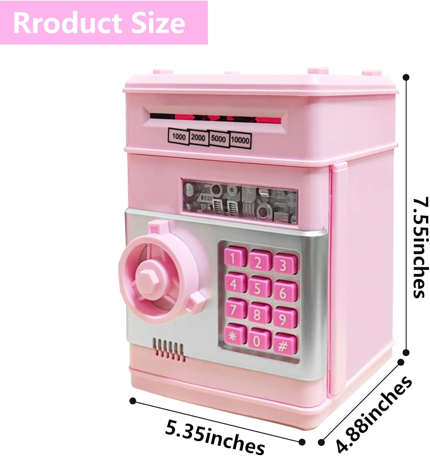 HUSAN Piggy Banks Money Banks for Kids, Electronic Password Code Money Banks ATM Banks Box Coin Bank for Children Boys and Girls (Grey Bue)