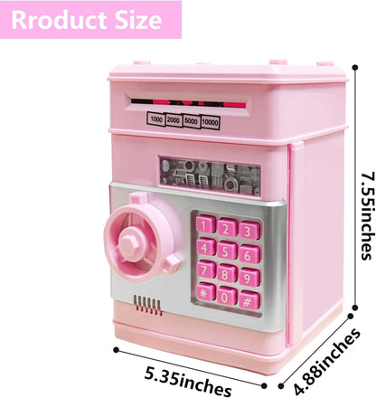 HUSAN Piggy Banks Money Banks for Kids, Electronic Password Code Money Banks ATM Banks Box Coin Bank for Children Boys and Girls (Grey Bue)