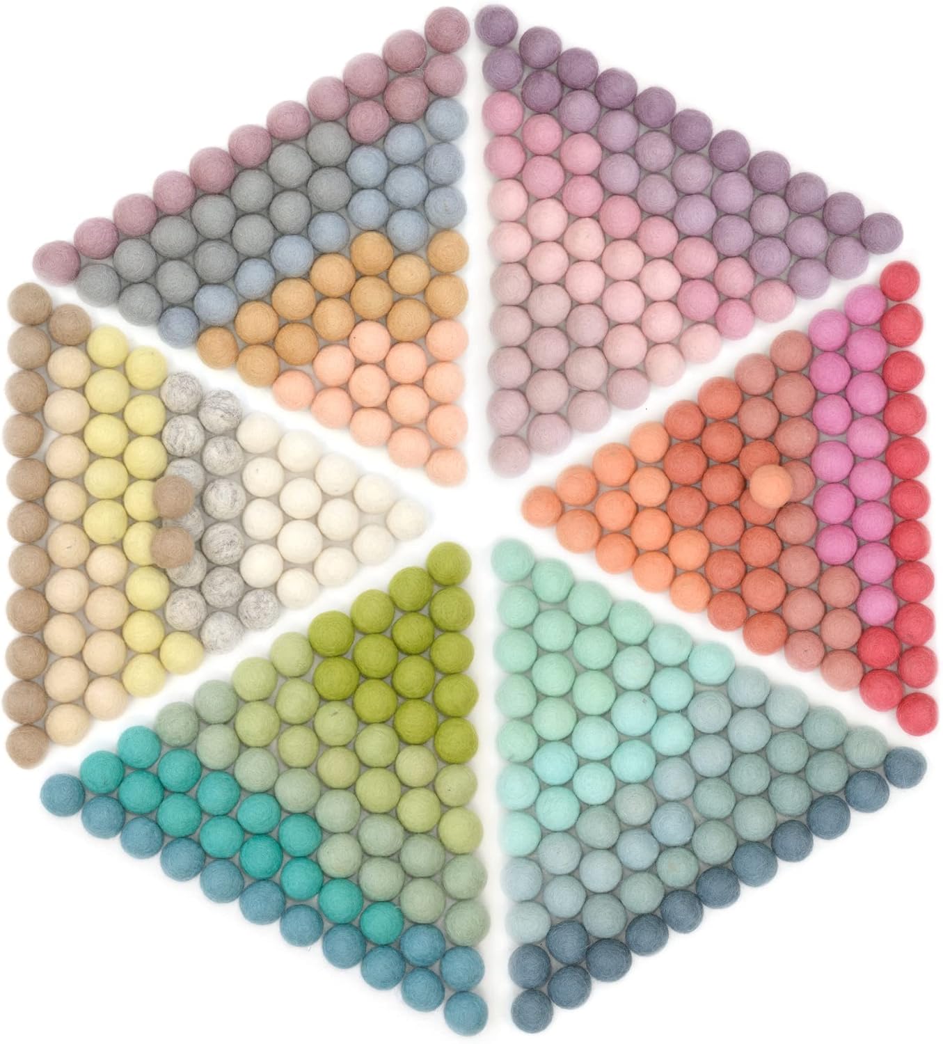 Glaciart One Felt Pom Poms, Wool Felt Balls with Swirls & Dots (90 Pieces) 2 cm – 0.8 Inch, Handmade Felted 30 Color Pastel Bulk Small Puff for Felting and Garland