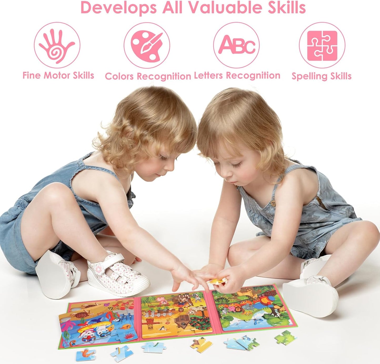 Magnetic Puzzles for Kids Ages 4-6, 20-Piece Toddler Travel Toys Unicorn Princess Puzzles Ages 3-5, Educational Learning Magnets, Ideal Road Trip Activities Toys for 3 4 5 6 Boys and Girls