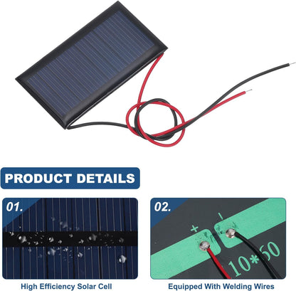 MECCANIXITY 2 Pcs 5.5V 0.44W 70mA Mini Solar Panels, Small Polycrystalline Solar Cell Panel with 2 Cable for DIY Electric Toy Materials Kits Charger, 60mm x 60mm