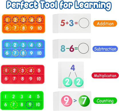 1-20 Ten Frame Pop Board, 6PACK Fidgets for Classroom, Quiet Sensory Toys Bubble Poppers, Pop for Counting Math, Focus Tools for Kids, Montessori Educational Toy Gift for Kindergarten