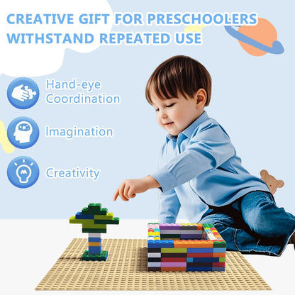 10"x10" Pack of 6 Classic Building Baseplates,Building Toy Base Boards to Build On, Brick Toy Builders Mat Compatiable with All Major Brands and Activity Table-Base plate for DIY Play (Gray)