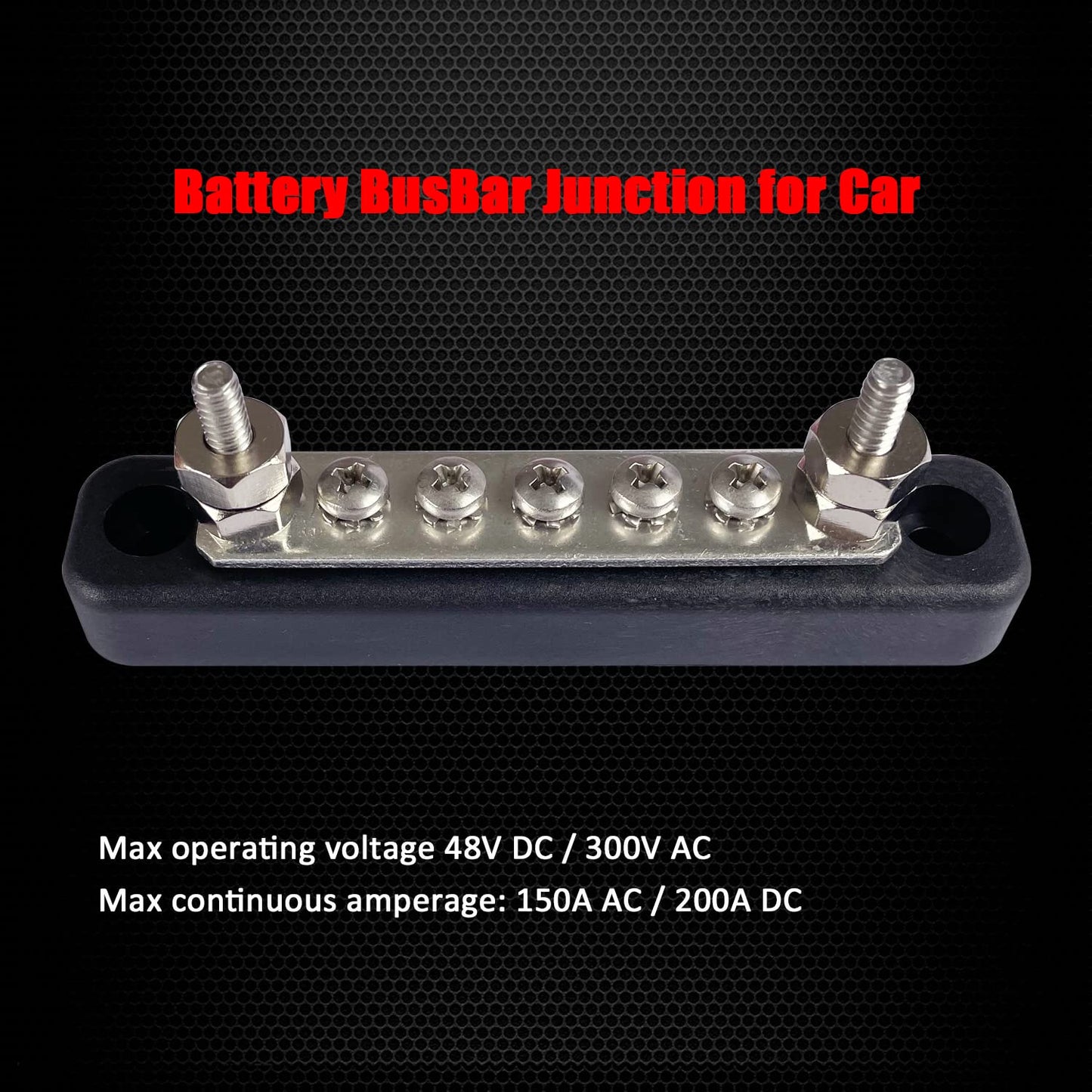 2 x #10 (M5) Studs Power Distribution Block with 5 x #8 (M4) Screws, Ampper 4.2" Bus Bar 12V Power Distribution Terminal Block Battery Busbar for Car Audio Solar (Red & Black)