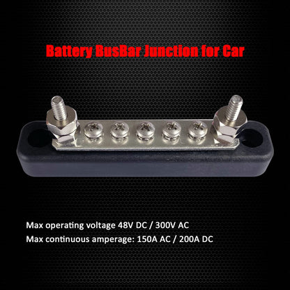 2 x #10 (M5) Studs Power Distribution Block with 5 x #8 (M4) Screws, Ampper 4.2" Bus Bar 12V Power Distribution Terminal Block Battery Busbar for Car Audio Solar (Red & Black)