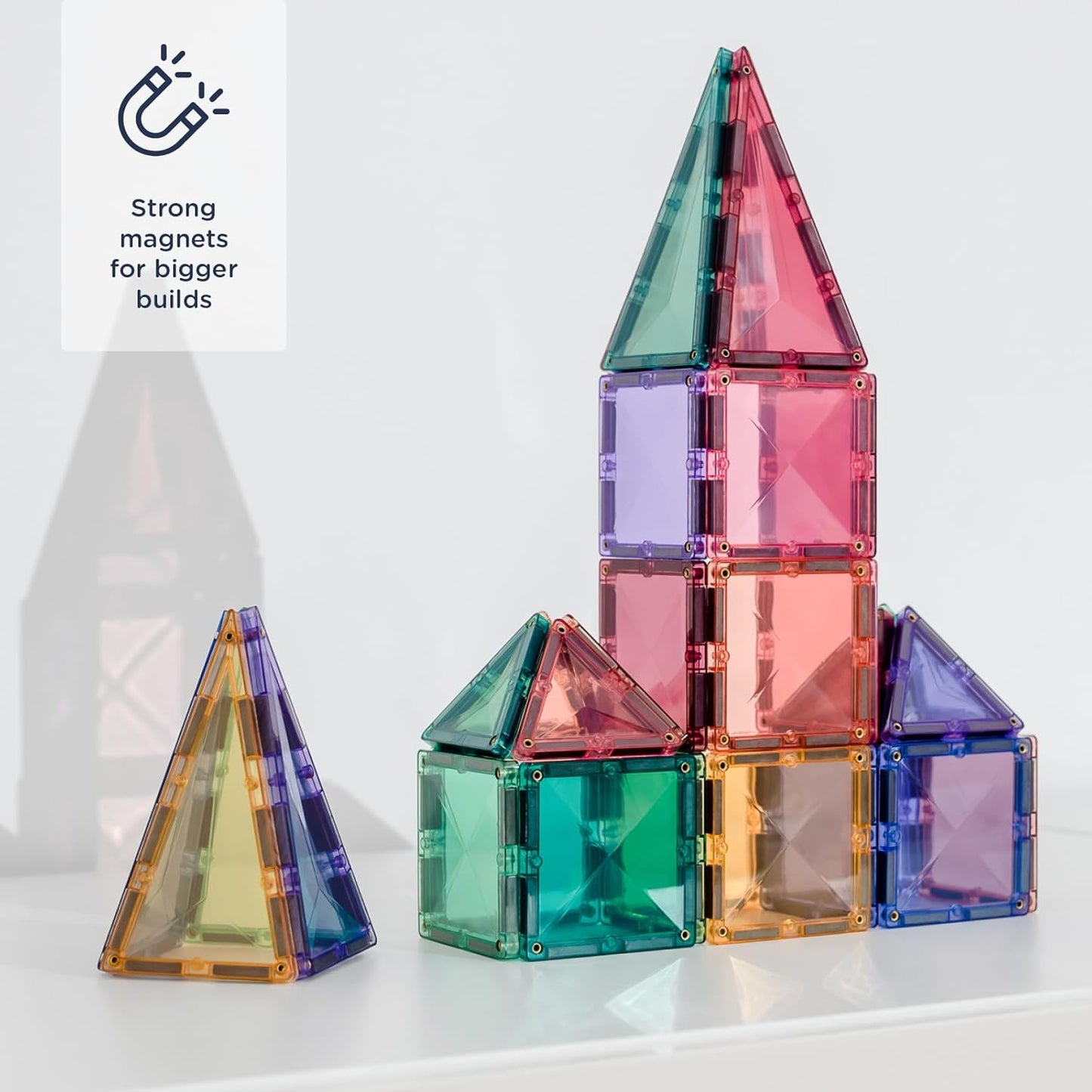 CONNETIX Magnetic Tiles Pastel Mini Pack, 32 Pieces