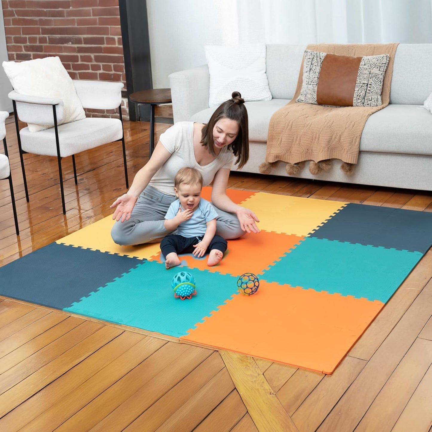 MioTetto Baby Play Mat, Soft Foam Floor Tiles for Kids. Adjustable Interlocking Foam Tiles, Fits with 50x50 Playpen Baby mat for Crawling & Development, Safe & Non-Toxic Playmat for Babies 6-12 Months