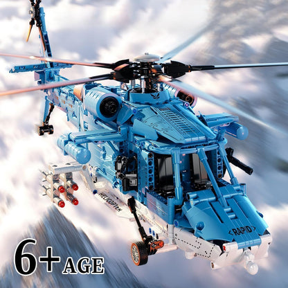 Powered Military Helicopter Building Blocks Set – 1521PCS Army Aircraft Bricks Model with Motor-Driven Rotors, Power Module & Mechanical Gear System – STEM Engineering Toy for Boys, Teens & Adults