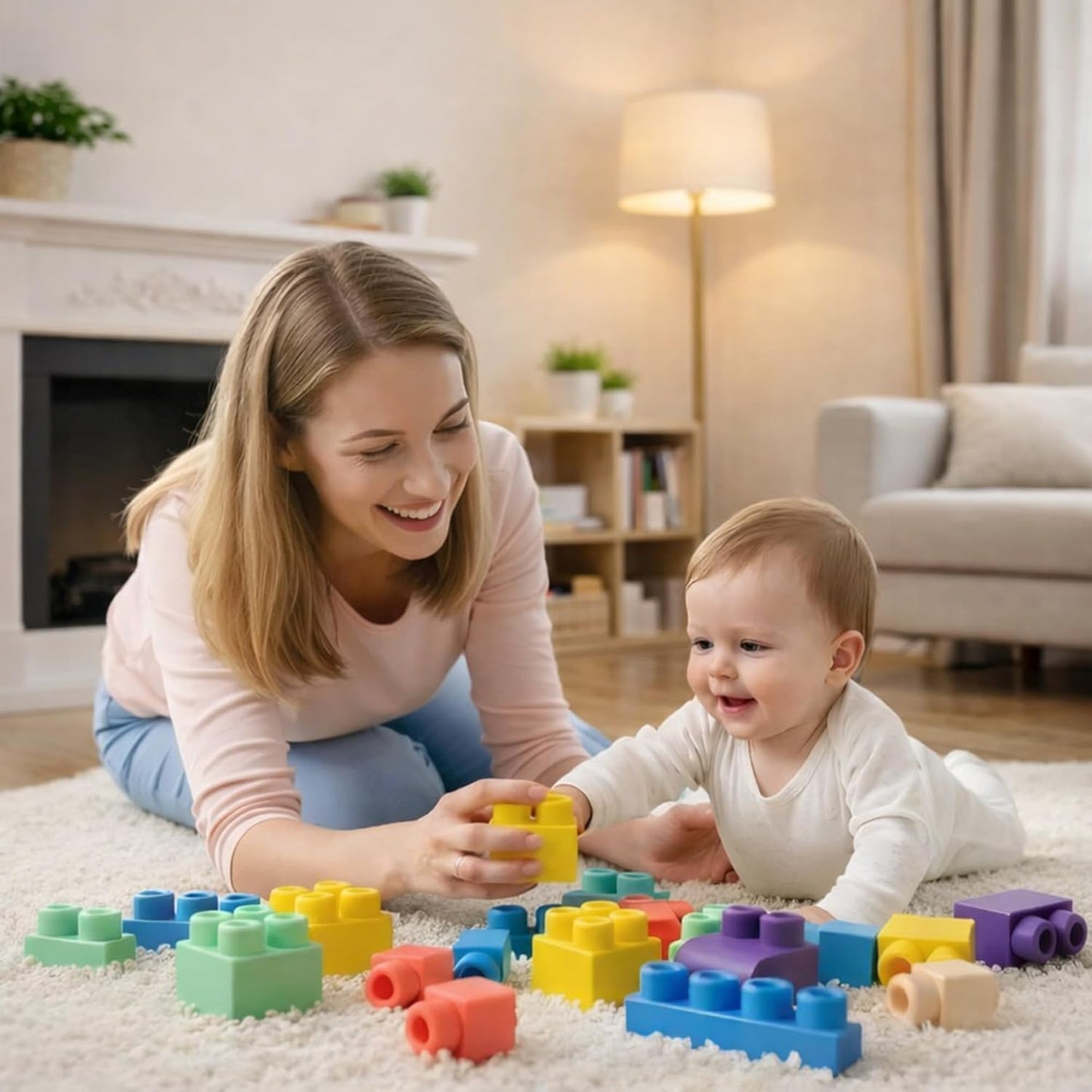 Soft Building Blocks for Toddlers, Large Building Blocks Stacking Blocks for Babies 6 Months and Up Stem Toddler Gifts, Teething Toys, 40 PCS