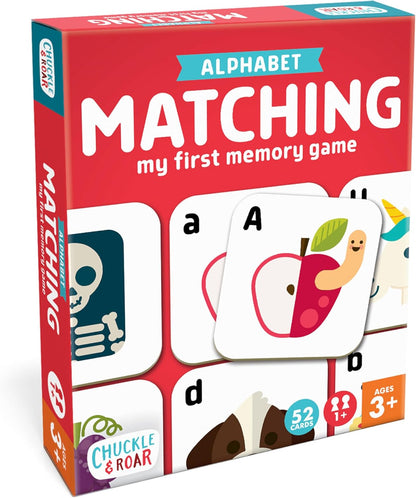 Chuckle & Roar Alphabet Matching Memory Game - Multicolor Tiles Concentration-Boosting Toddler Games - Uppercase & Lowercase Alphabet Learning - Travel-Friendly Matching Activity for Toddlers 3+